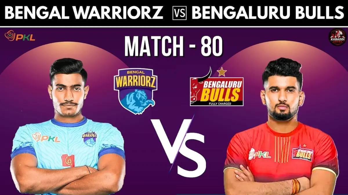 Bengal Warriorz vs Bengaluru Bulls PKL 12 Match 80 – Players in action at Thyagaraja Indoor Stadium, Delhi