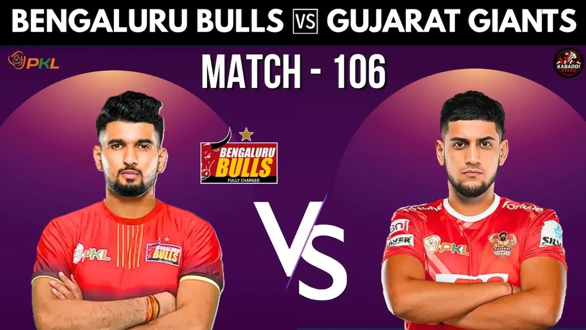 Bengaluru Bulls vs Gujarat Giants PKL 12 Match 106 at Thyagaraj Sports Complex Delhi