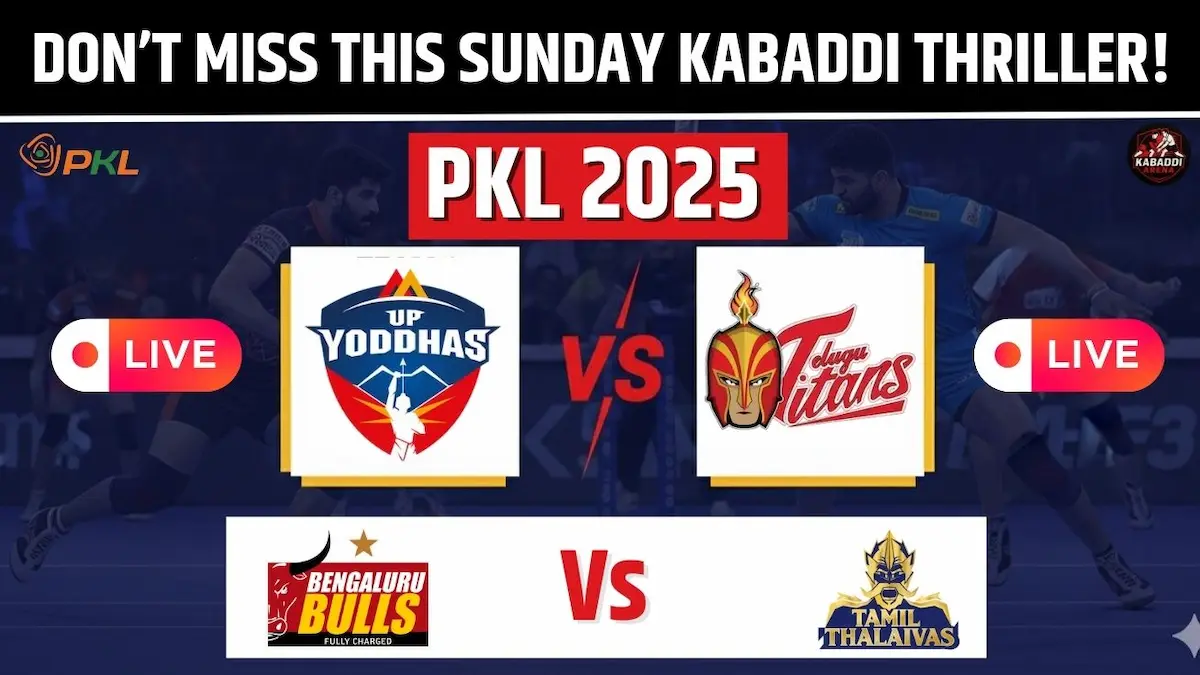 PKL 12 Sunday Matches: UP Yoddha vs Telugu Titans and Bengaluru Bulls vs Tamil Thalaivas, October 5, 2025