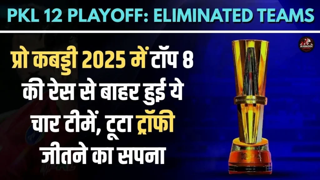 PKL 12 Eliminated Teams: टॉप 8 की रेस से बाहर हुई ये चार टीमें, टूटा ट्रॉफी जीतने का सपना 1 PKL 12 Eliminated Teams: टॉप 8 की रेस से बाहर हुई ये चार टीमें, टूटा ट्रॉफी जीतने का सपना