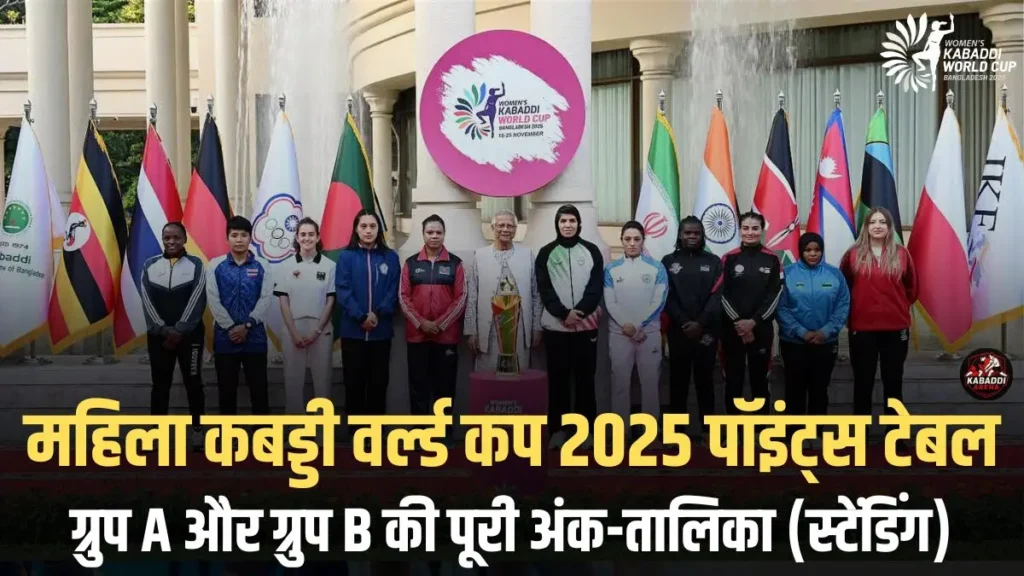 महिला कबड्डी वर्ल्ड कप 2025 पॉइंट्स टेबल: जानिए ग्रुप A और ग्रुप B की पूरी अंकतालिका 1 महिला कबड्डी वर्ल्ड कप 2025 पॉइंट्स टेबल